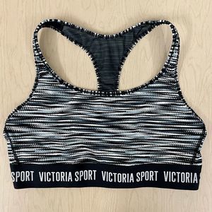 New Victorias Secret Sports Bra Womens Large Dot Marl Black Player Racerback